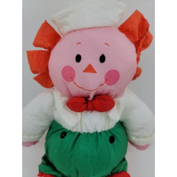 Vintage Dept 56 Clown Doll Two sided Sleeping Awake 16 inch Tall Nylon - Picture 2 of 10